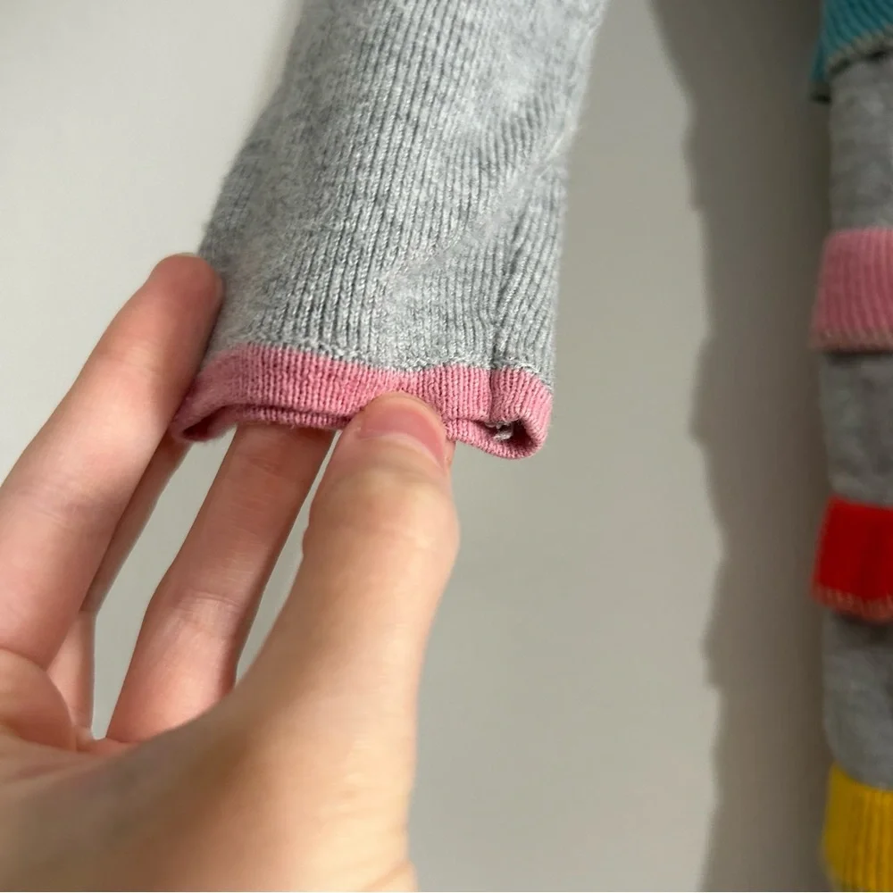 Mini Boden Grey Rainbow Ruffle Tiered Sweater Dress Size 7-8 Years